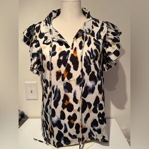 Brand New Leopard Print Ruffle Sleeve Top